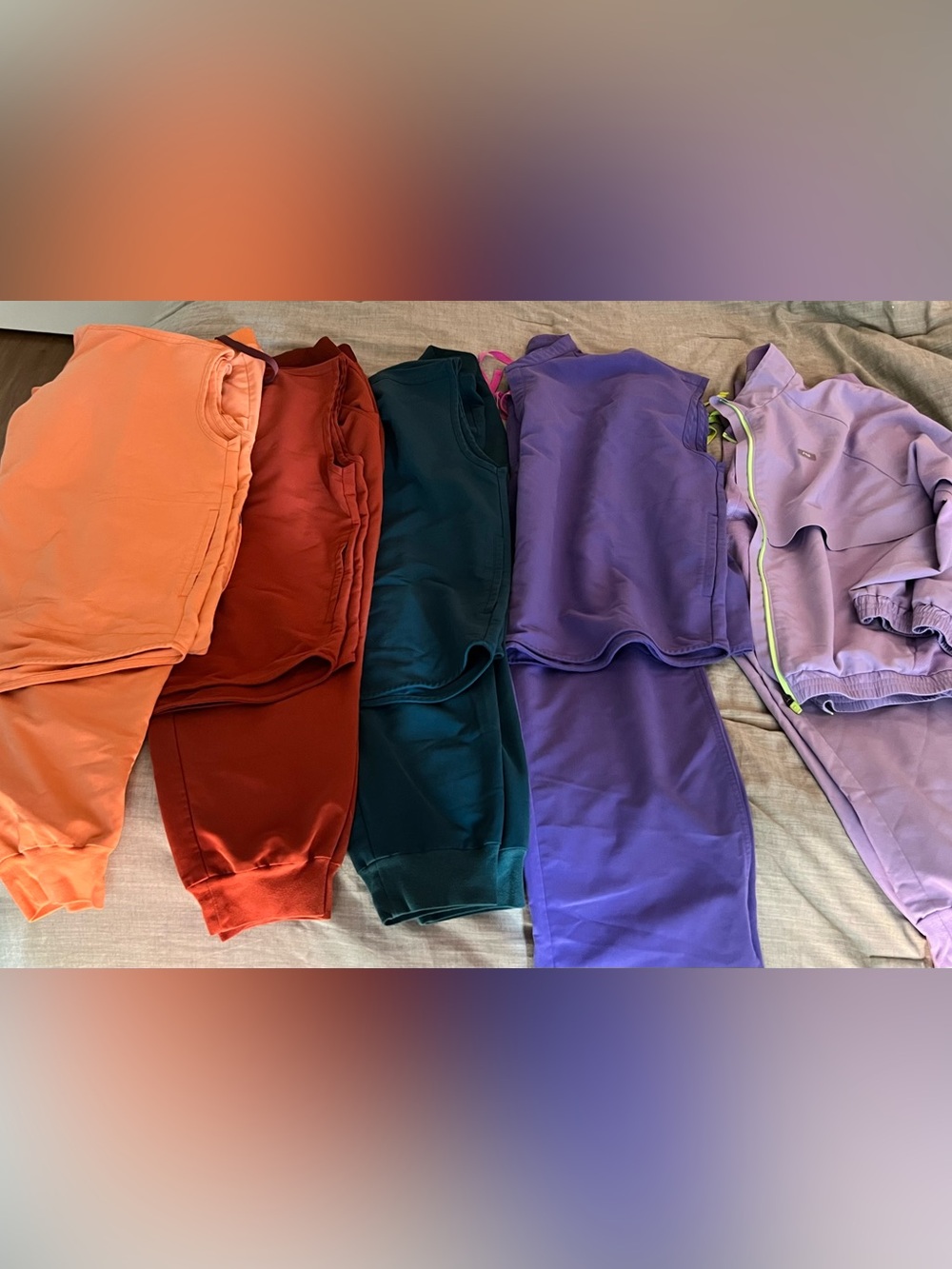 Figs Women's Lot in Orange, Rust, Teal, Purple, & Lavender